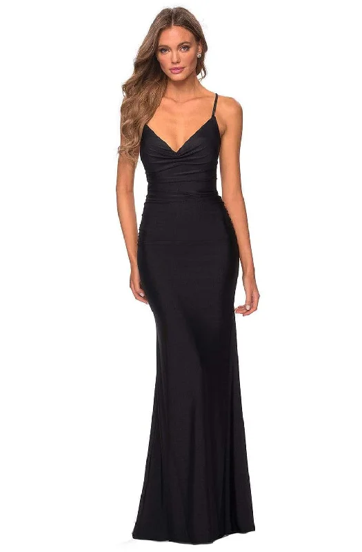 Versatile Wear La Femme - 28984 Strappy V-Neck Sheath Dress