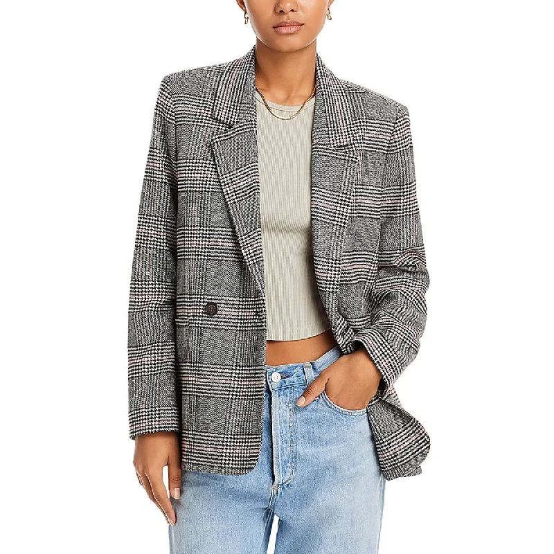 Trends Anine Bing Womens Plaid Wool Double-Breasted Blazer