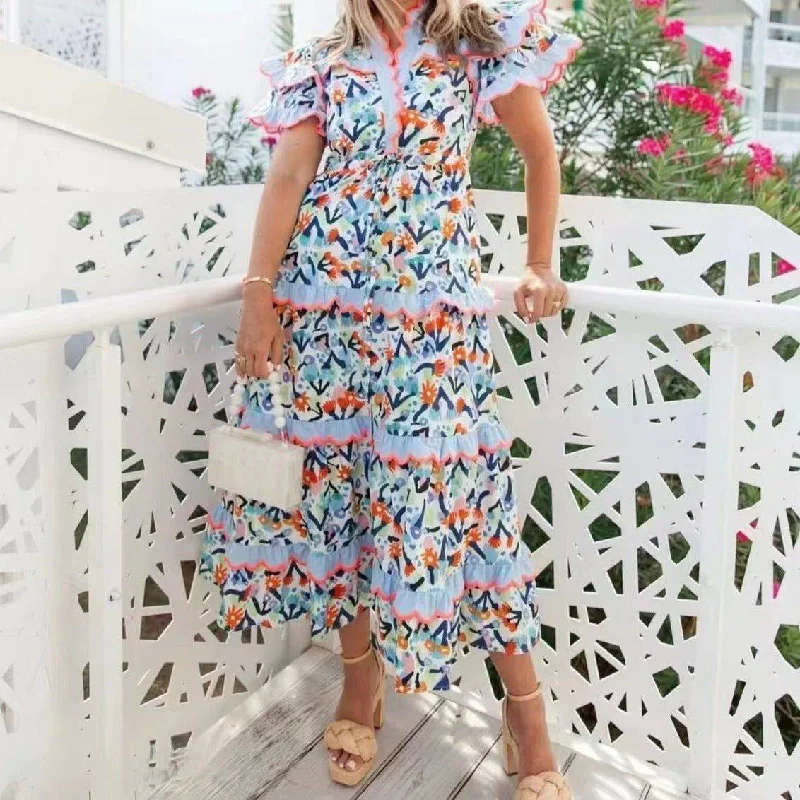 Fashionable Items Faith Floral Tiered Hem Midi Dress