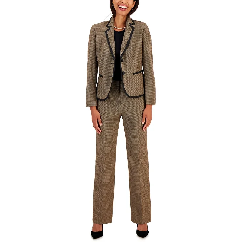 Fashionable Ease Le Suit Womens Petites Houndstooth  Two-Button Blazer