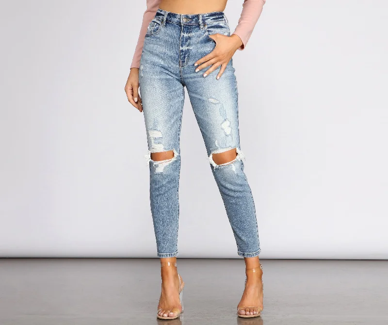 Chic Outfits Tobi Super High Waist Destructed Mom Jeans