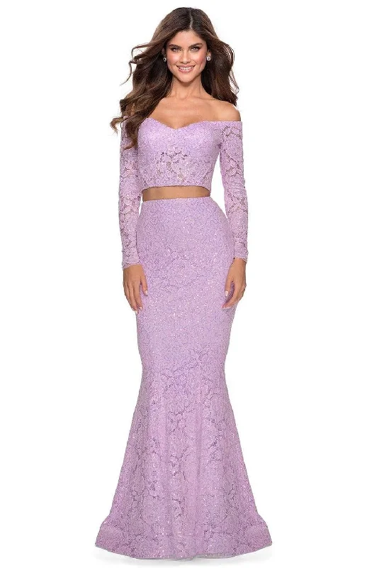Smart Comfort La Femme - 28666 Long Sleeve Corset Bodice Lace Mermaid Dress