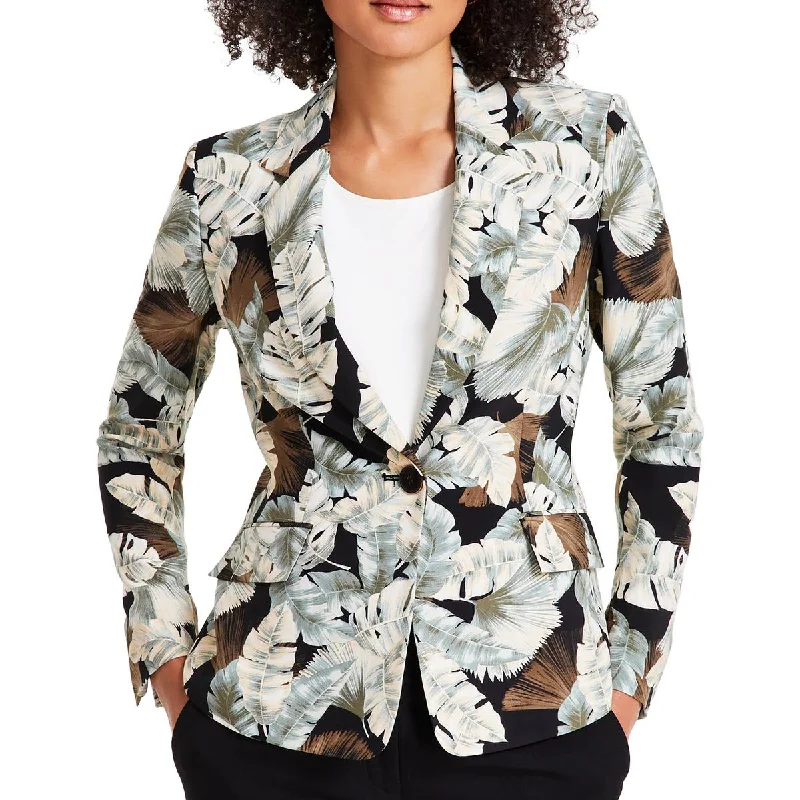 Chic Lounge Kasper Womens Floral Print  One-Button Blazer