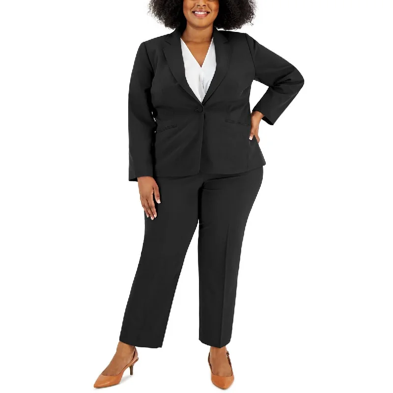 Easy Fashion Le Suit Womens Plus Solid  One-Button Blazer