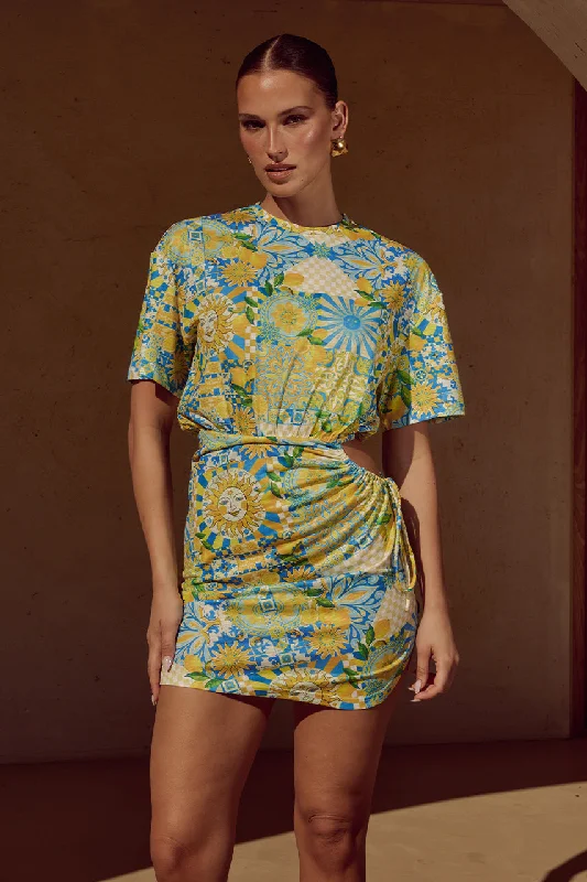 Soft Fashion SARICO MINI DRESS - ANACAPRI LEMON