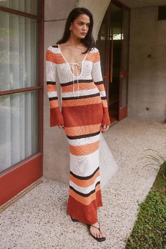 Sporty Elegance APOLLO MAXI DRESS - RED/CREAM