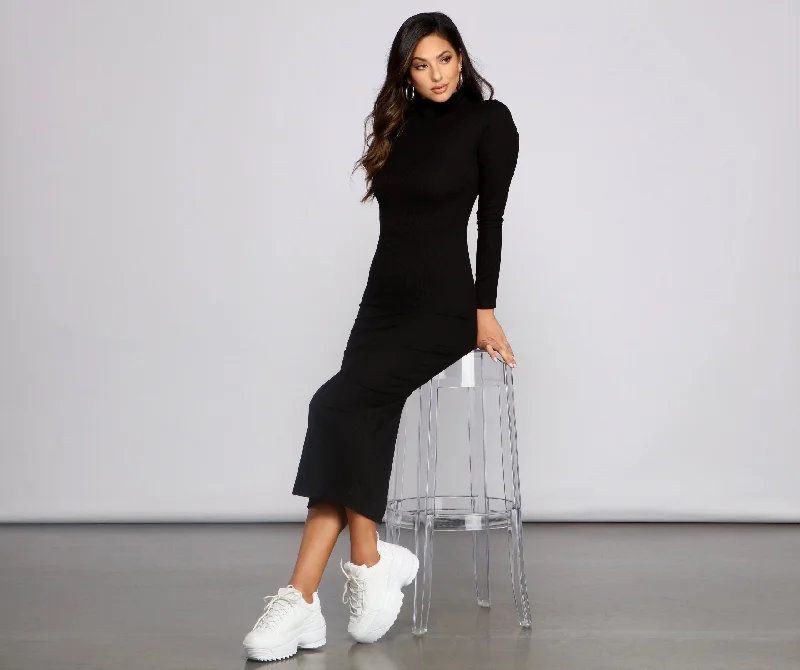 Comfortable Outfits Basic Mood Ribbed Charming Knit Maxi Dress