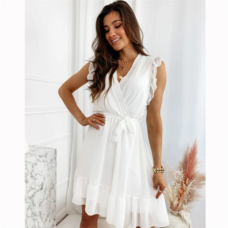 Cozy Dress Rafi Cotton Pocketed Puff Sleeve Babydoll Tunic - Off White