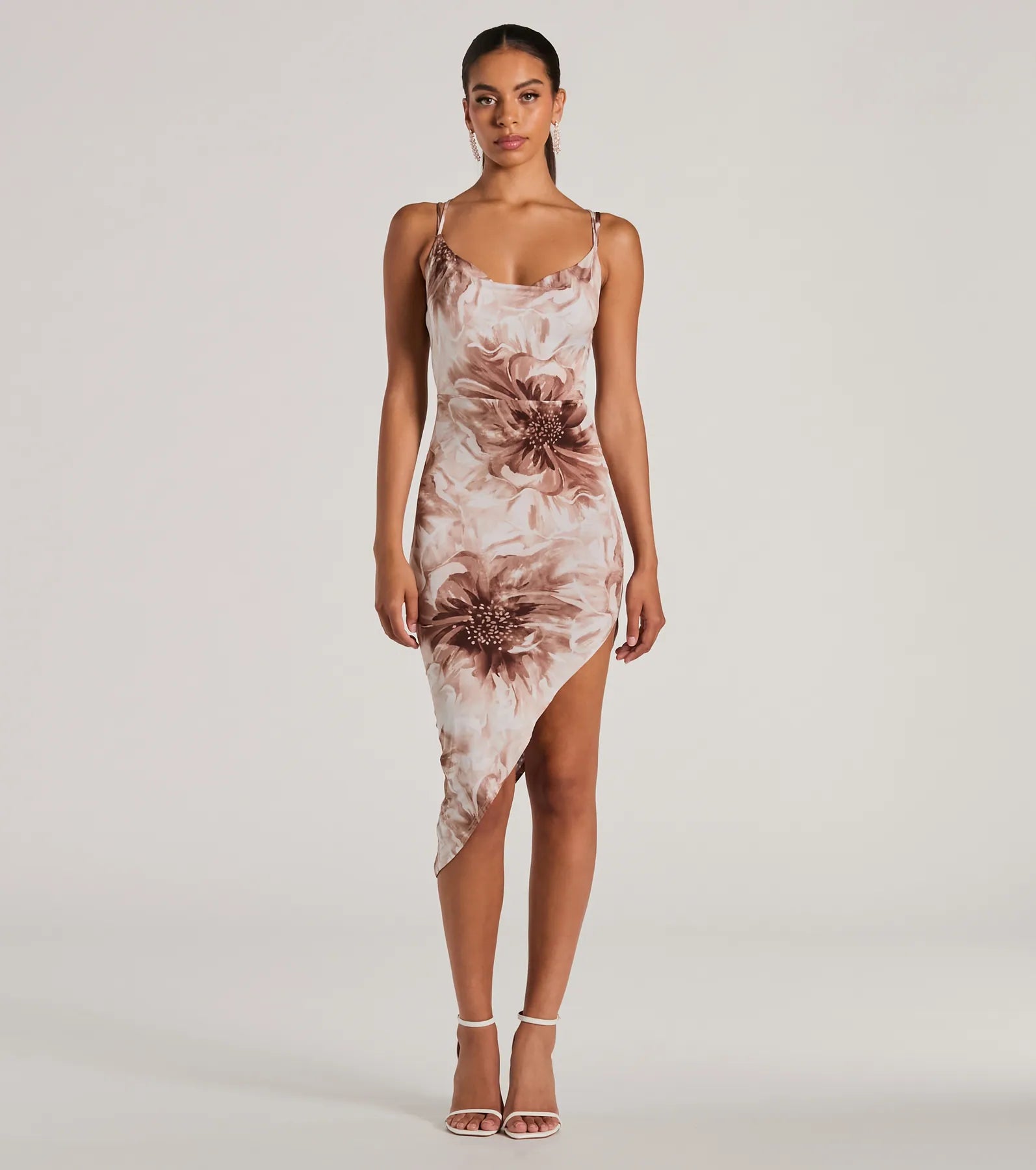Energy Plan Island Neutrals Halter Strappy Tropical Midi Dress