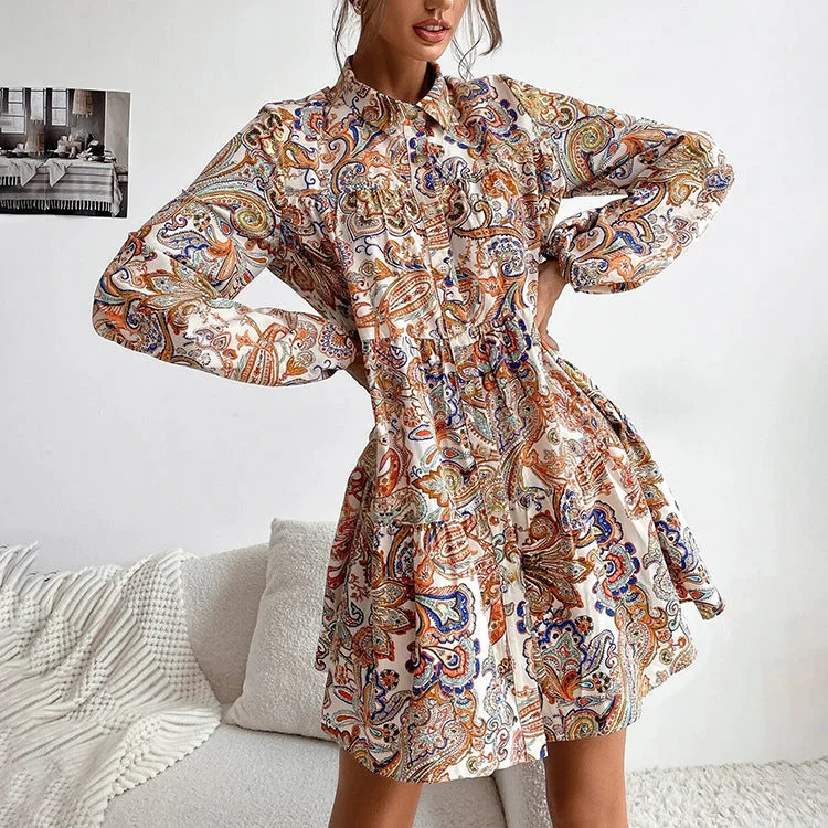 Lounge Chic Raina Printed Button Down Shirt Dress - FINAL SALE