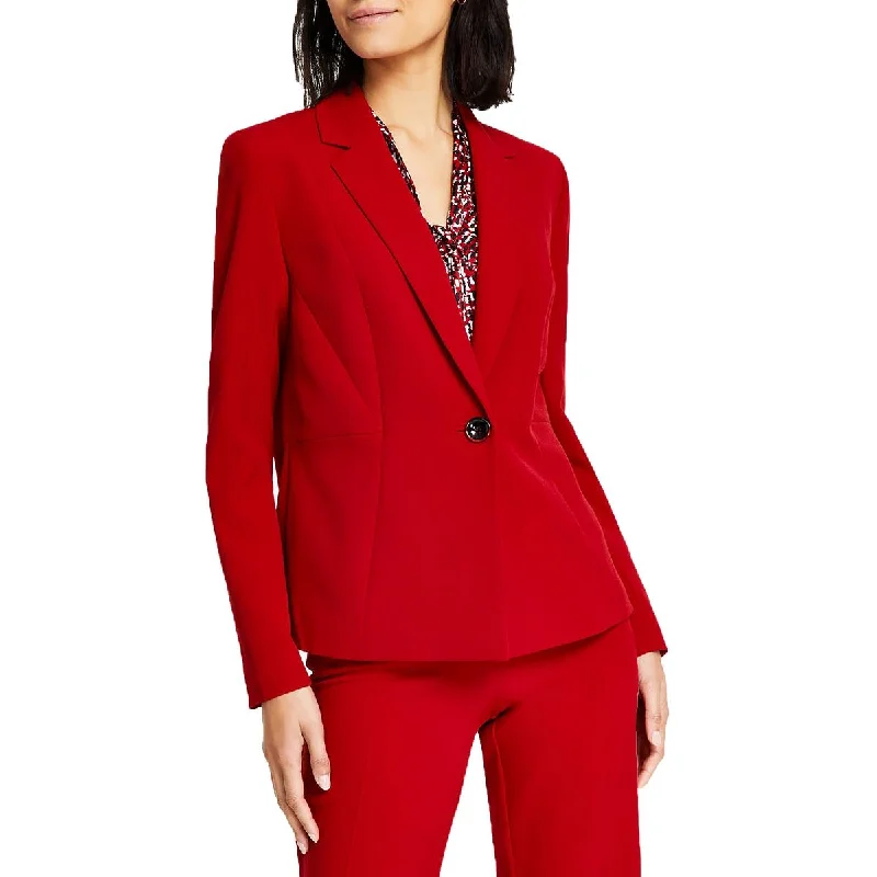 Sporty Elegance Kasper Womens Petites Solid  One-Button Blazer