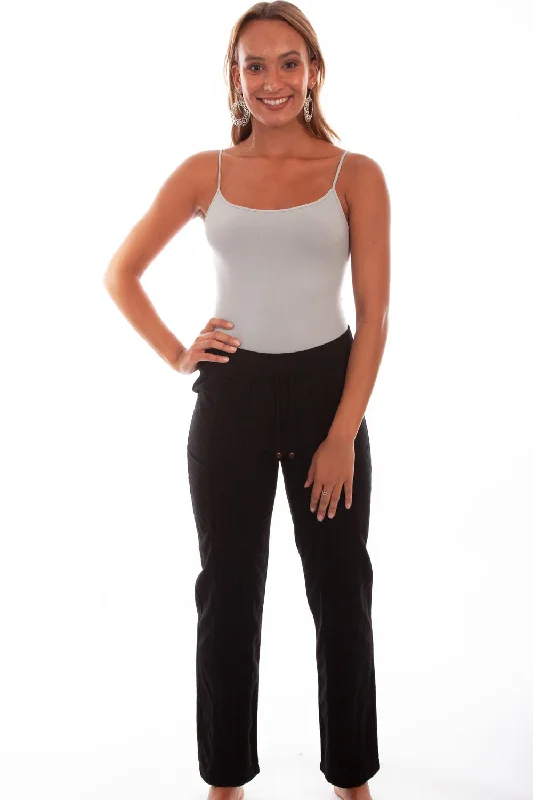 Effortless Elegance Scully Womens Black 100% Cotton Crochet Pants