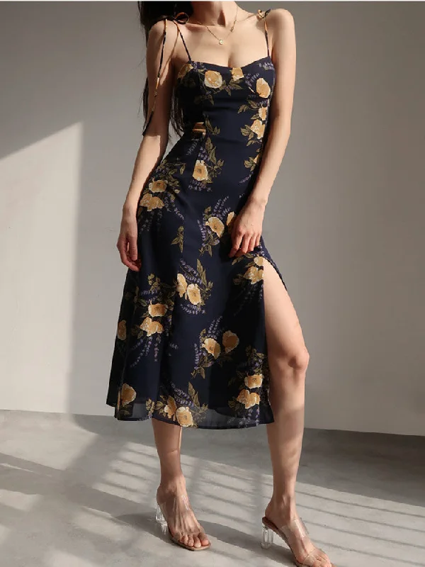 Trendy Wear Candice Flower Print Spaghetti Strap Midi Dress