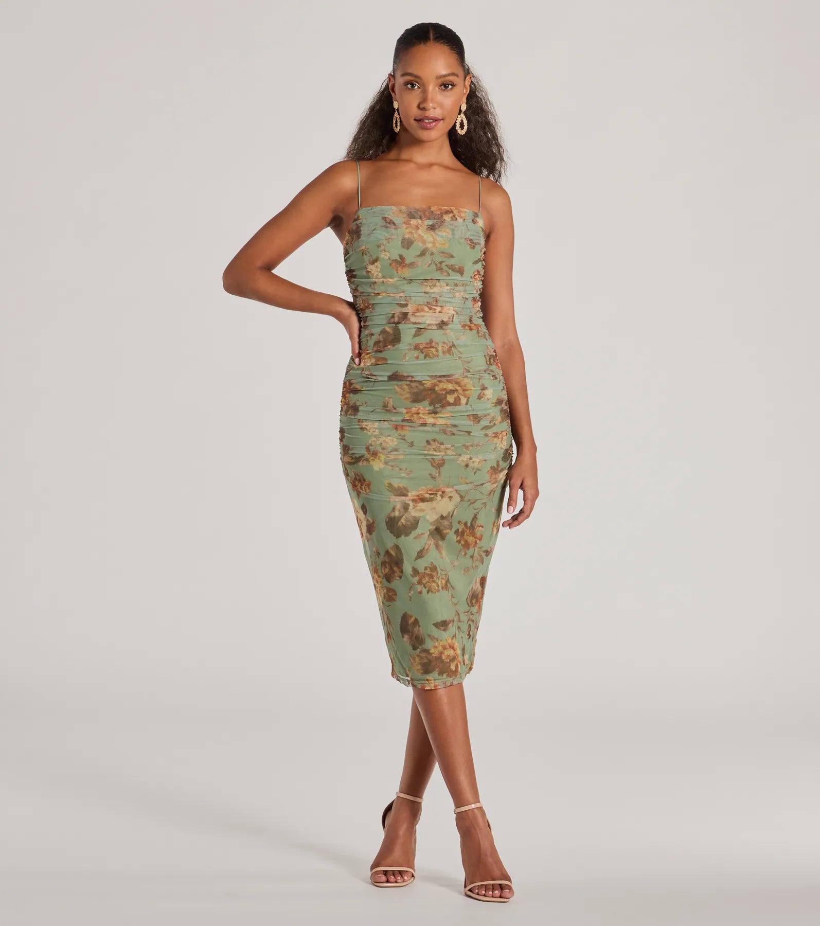 Everyday Style Romance Will Blossom Corset Floral Mesh Midi Dress