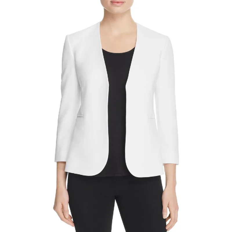 Modern Comfort Theory Womens Crepe Shoulder Pads Open-Front Blazer