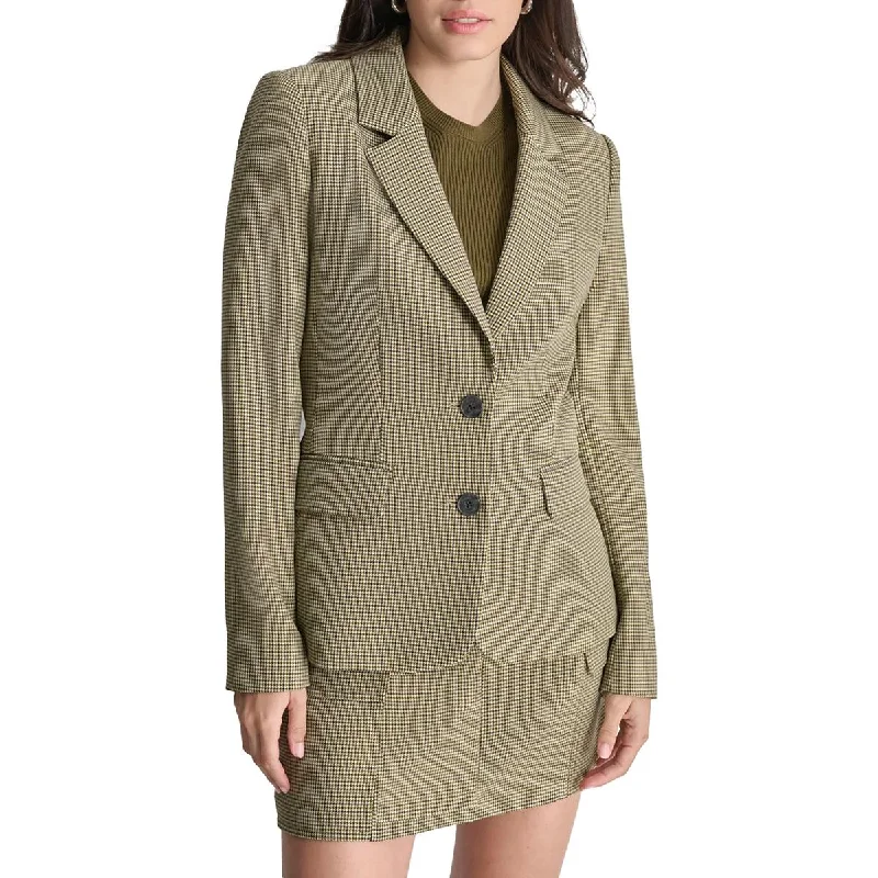 Soft Fabrics DKNY Womens Herringbone  Two-Button Blazer