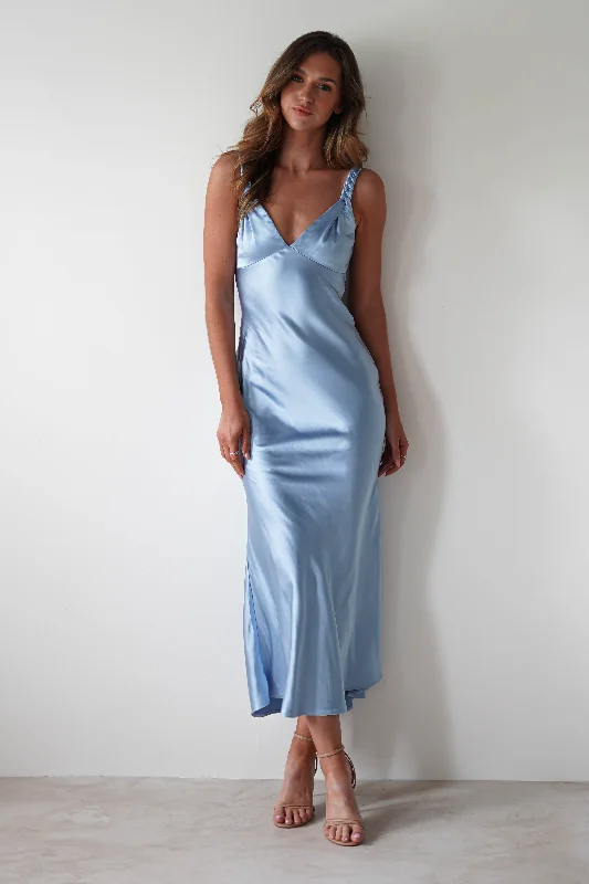 Soft Comfort Bethanie Soft Satin Maxi Dress | Blue