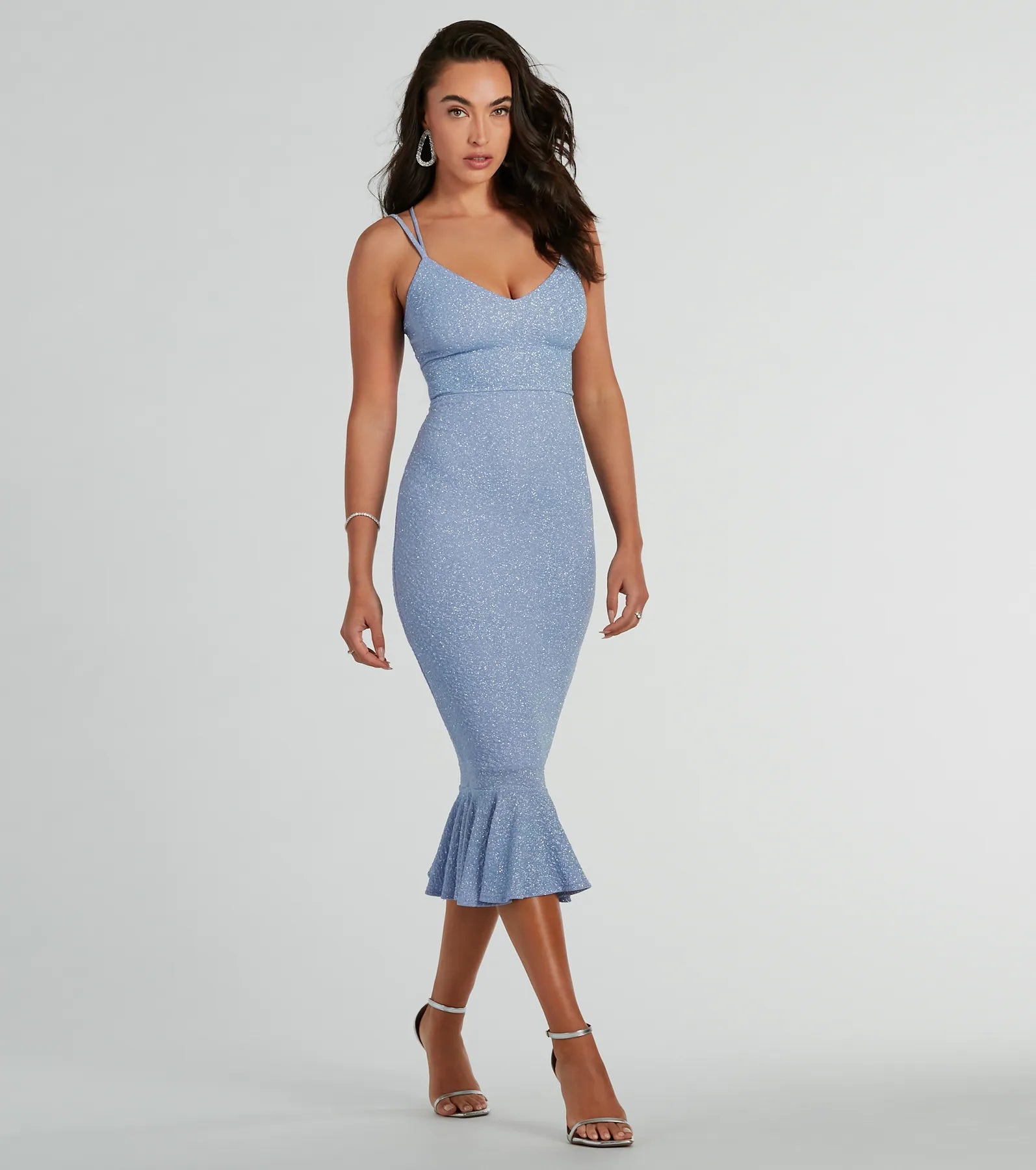 Exclusive Customization Marlee Lace-Up Mermaid Glitter Midi Formal Dress