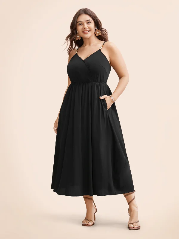 Cozy Chic Bead Detail Overlap Collar Cami Dress