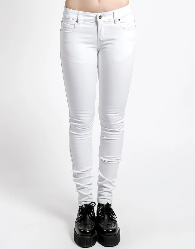 Sporty Elegance T Back Jeans WHITE