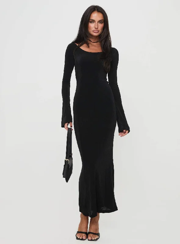 Comfortable Jackets Janice Long Sleeve Maxi Dress Black