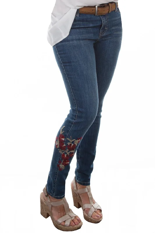 Breezy Style Scully Womens Denim Cotton Blend Floral Jeans