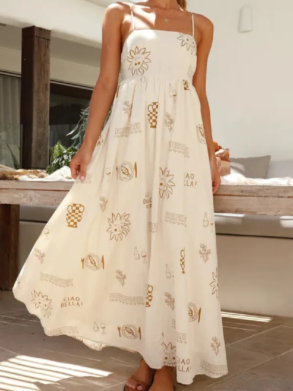 Fashionable Ease Chill Vibes Open-Back Charming Spaghetti Strap Maxi Dress