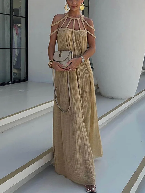 Relaxed Dresses Draped Braids Cover Charming Up Maxi Dress