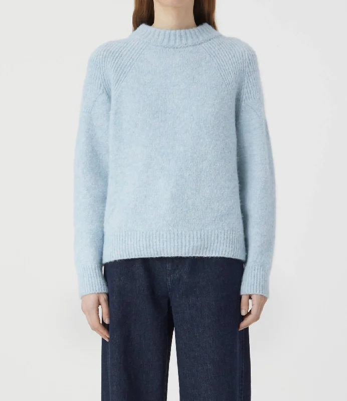 Casual Chic Crew Neck Long Sleeve Sweater In Blue Water