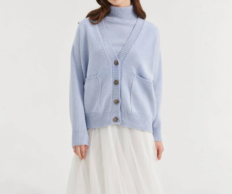 British Style Delfina Cardigan In Azzuro Nuvola