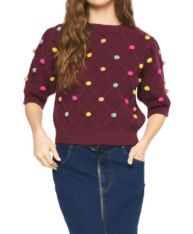 Comfortable Tops Joyful Times Sweater In Burgundy