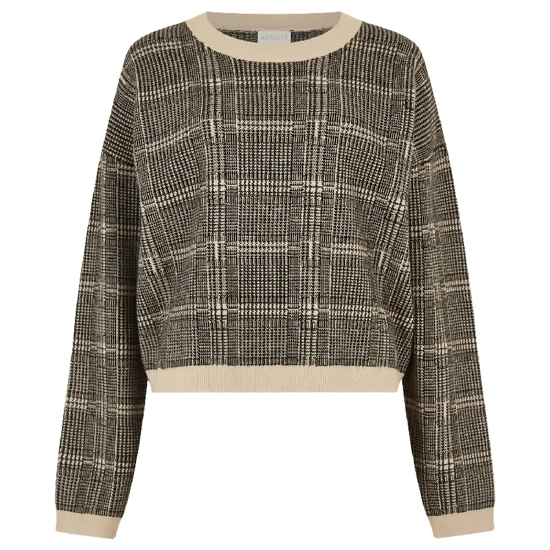 Soft Looks Knitted Prince Of Wales Check Jumper In Stone