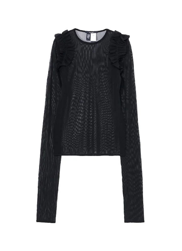 Easy Chic TULLE FRILL LONG T-SHIRT