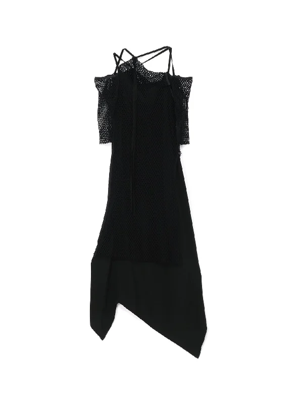 Effortless Dressing LYOCEL/CUPRO GABARDINE CAMISOLE STRAP DRESS WITH NET DETAIL