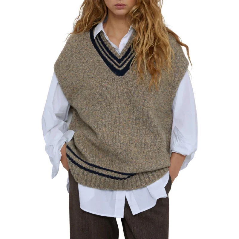 Stylish Comfort Oversized Vest In Muddy Beige