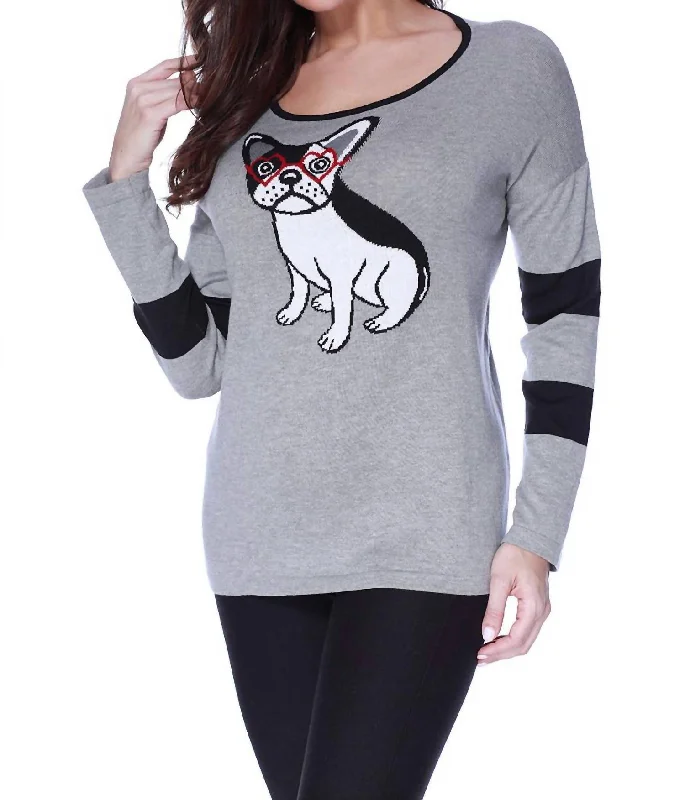 Modern Comfort Puppy Eyes Pullover In Gray