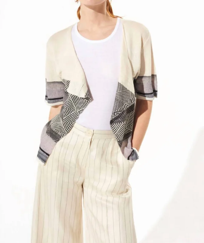 Relaxed Chic Sayornis Cardigan In Multi Print