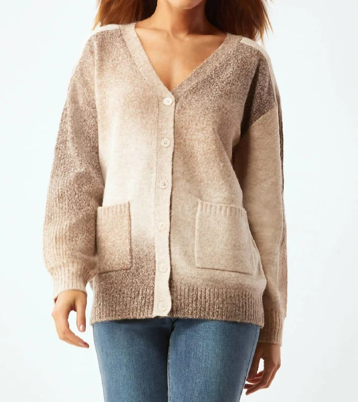 Smart Comfort Space Dye Cardigan In Neutral Ombre