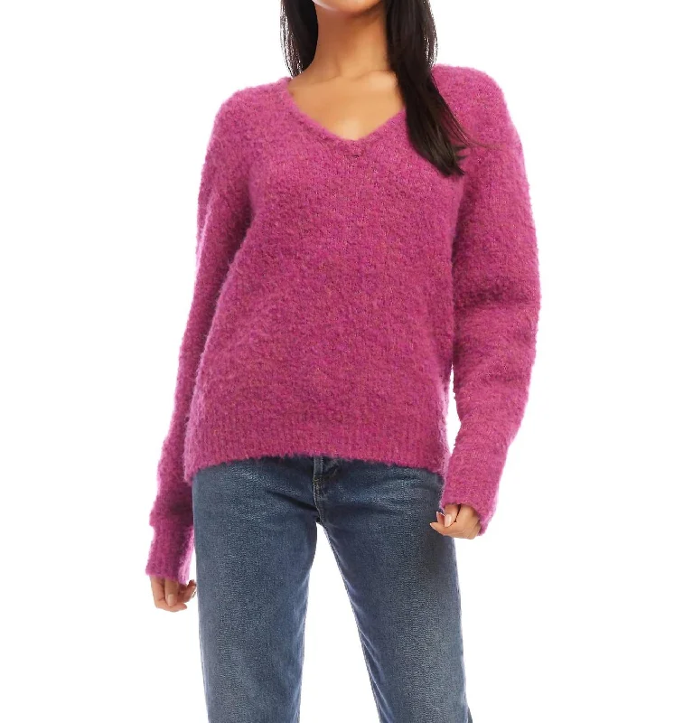 Exclusive Customization V-Neck Sweater In Pink