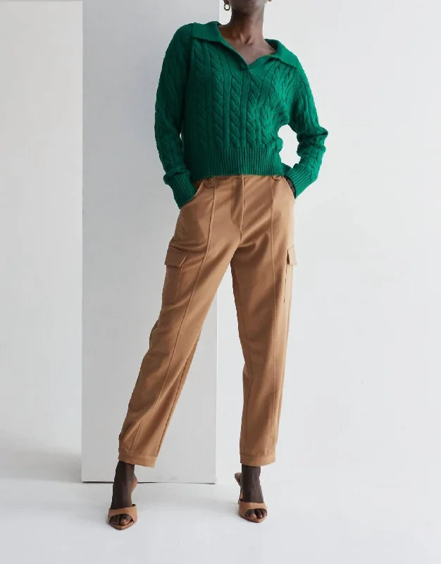 All-Day Wear Vivian Pretzel Knit Top Sweater In Green
