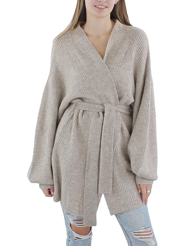 Soft Fabrics Womens Belted Knit Cardigan Sweater