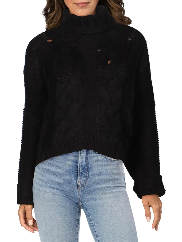 Simple Comfort Womens Cable Knit Long Sleeves Turtleneck Sweater