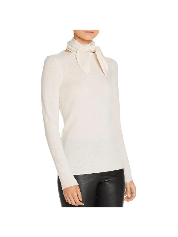 Exclusive Customization Womens Cashmere Tie Neck Sweater
