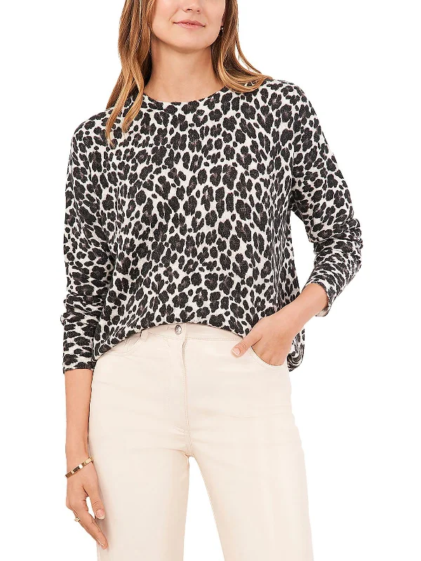 Weekend Wear Womens Leopard Print Fall Pullover Sweater