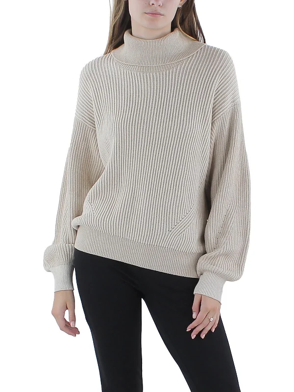 Comfort Fit Womens Ribbed Long Sleeve Turtleneck Sweater
