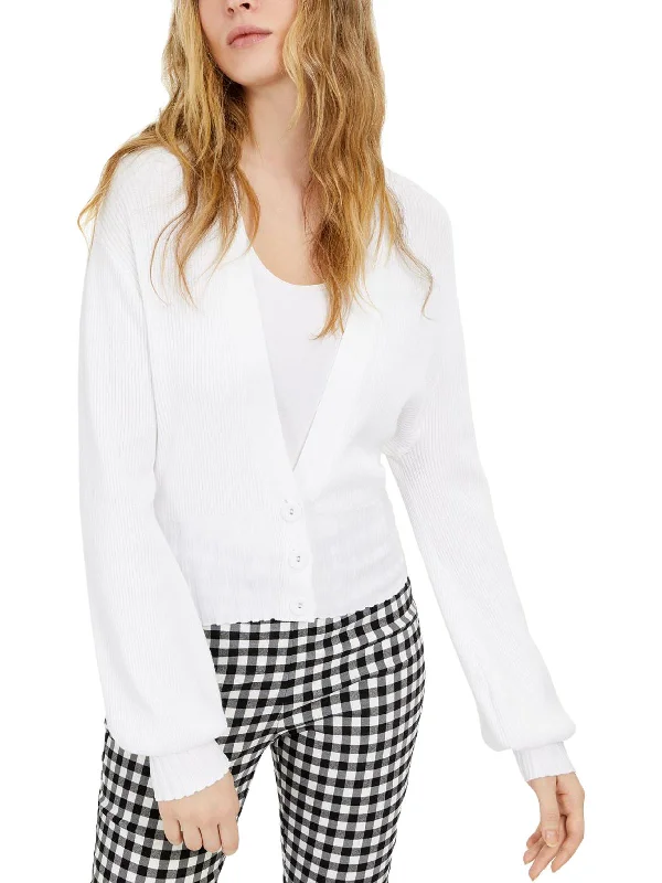 Lounge Chic Womens Ribbed V-Neck Cardigan Sweater