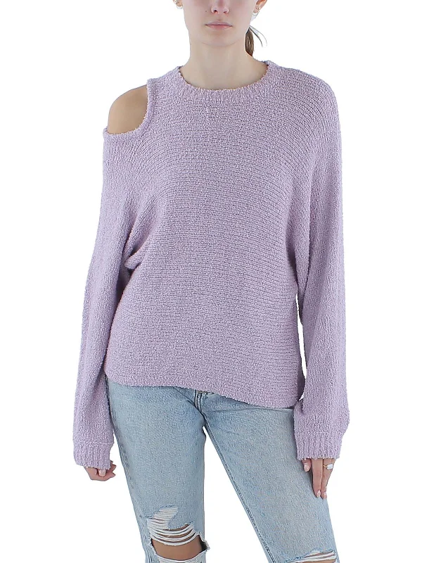 Soft Style Womens Textured Cutout Pullover Sweater