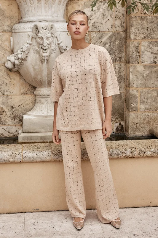 Relaxed Dresses Aime Knit Pant (Beige)