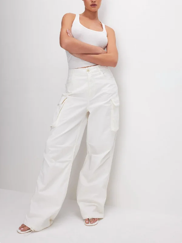 Simple Elegance Baggy Cargo In Cloud White
