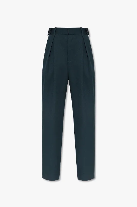Relaxed Wear Bottega Veneta Women's Wool Pleated Pants In Hunter Green